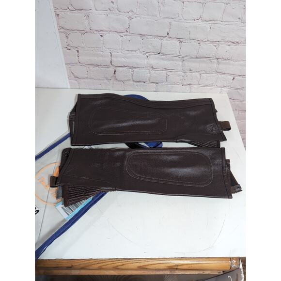 Tackfield Riding L Lux Cow Hide Unisex Adult Leather Half Chaps New In Package - Picture 4 of 6